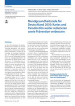 Mundgesundheitsziele für Deutschland 2030: Karies und Parodontitis weiter reduzieren sowie Prävention verbessern