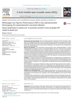 Wirkungen von Pay-for-Performance (P4P) in der zahnärztlichen Versorgung Wirkungen von Pay-for-Performance (P4P) in der zahnärztlichen Versorgung