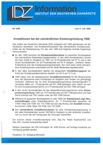 Investitionen bei der zahnärztlichen Existenzgründung 1998