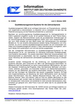 Qualitätsmanagement-Systeme für die Zahnarztpraxis Qualitätsmanagement-Systeme für die Zahnarztpraxis