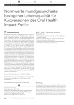 Normwerte mundgesundheitsbezogener Lebensqualität für Kurzversionen des Oral Health Impact Profile